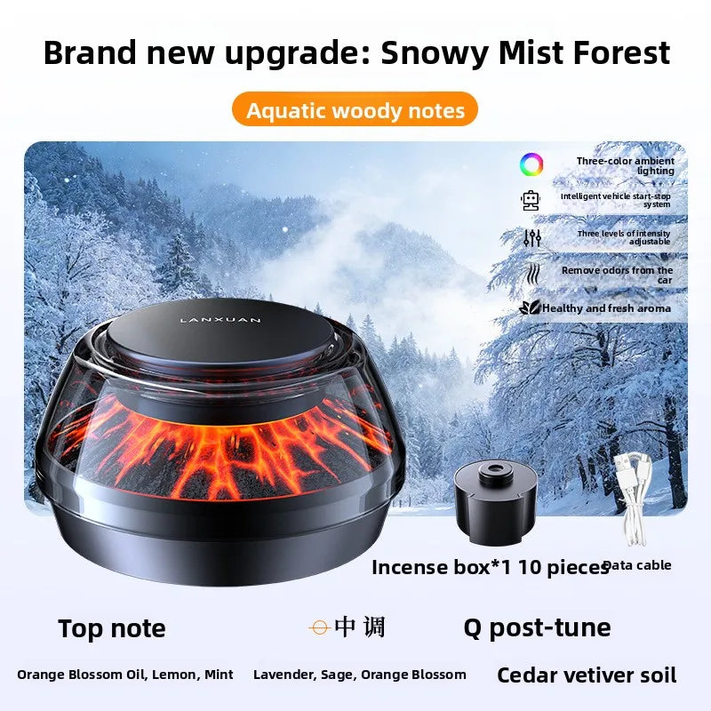 Automatic Spray Car Air Freshener, Car Perfume, High-End Smart Car Fragrance Machine, Odor Eliminator, Volcano Atmosphere Light
