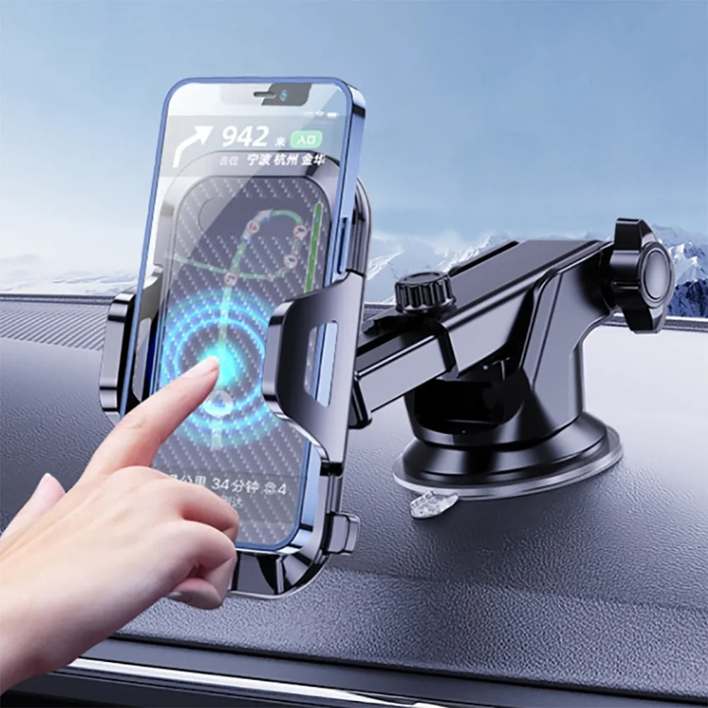 Car Phone Holder Mount Air Vent Phone Stand 2‑in‑1 Suction Cup Dashboard & Air Vent Car Phone Mount Telescopic Smartphone Holder