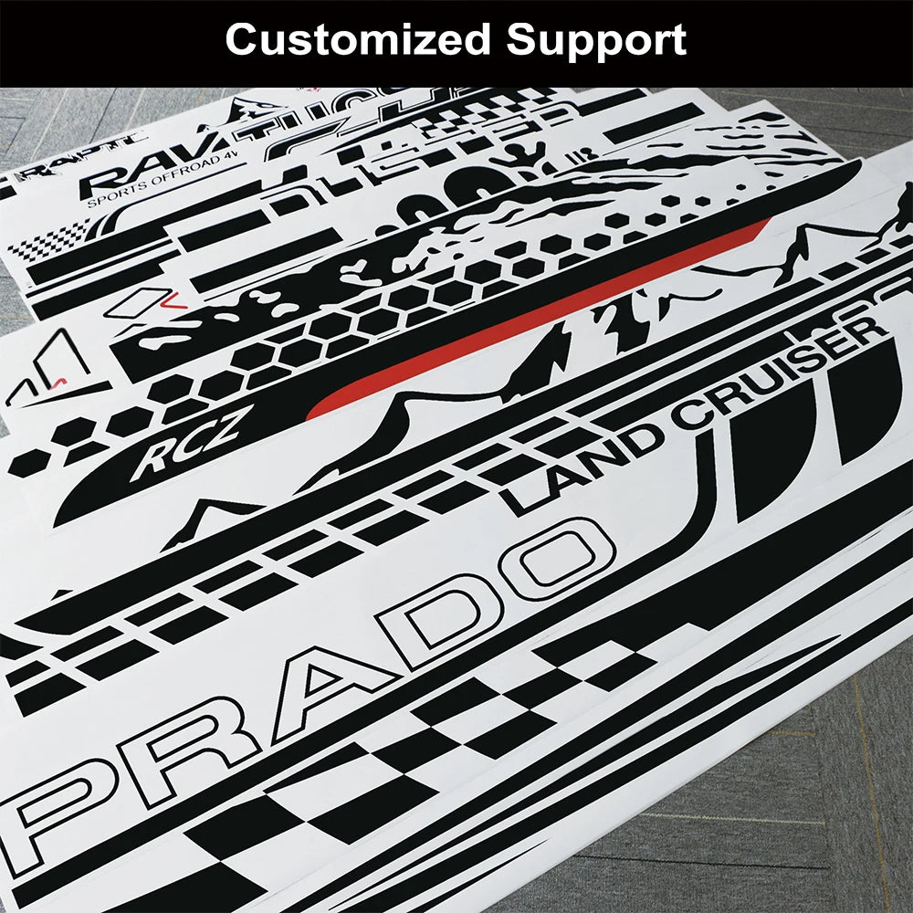 3Pcs Car Stickers Graphics Stripes Kit Vinyl Tuning Cover For Ford Mustang GT500 GT350 GT Auto Hood Bonent Roof Tail Decor Decal
