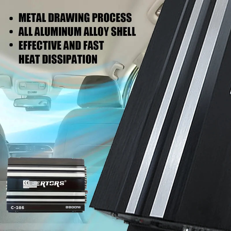 Class AB Car Audio Upgrade Power Amplifier 4 Channel 12V 8800W Power Stereo Amplifie Audio Speaker Subwoofer Treble Mid-bass CM World