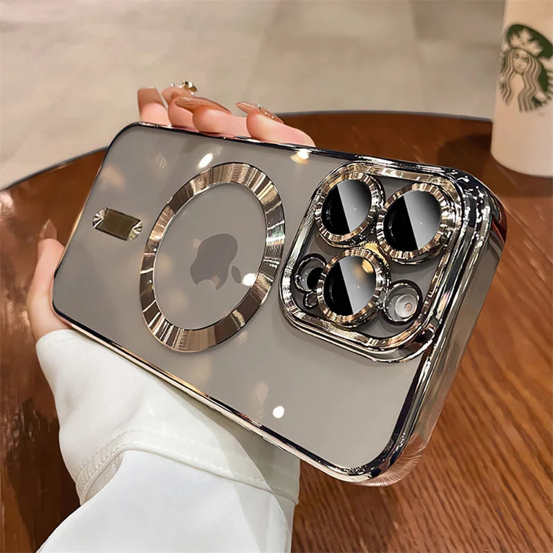 New Official Desert Gold Phone Case For iPhone 16 17 15 14 13 12 11 Pro Max Clear For Magsafe Magnetic Lens Protector Soft Cover
