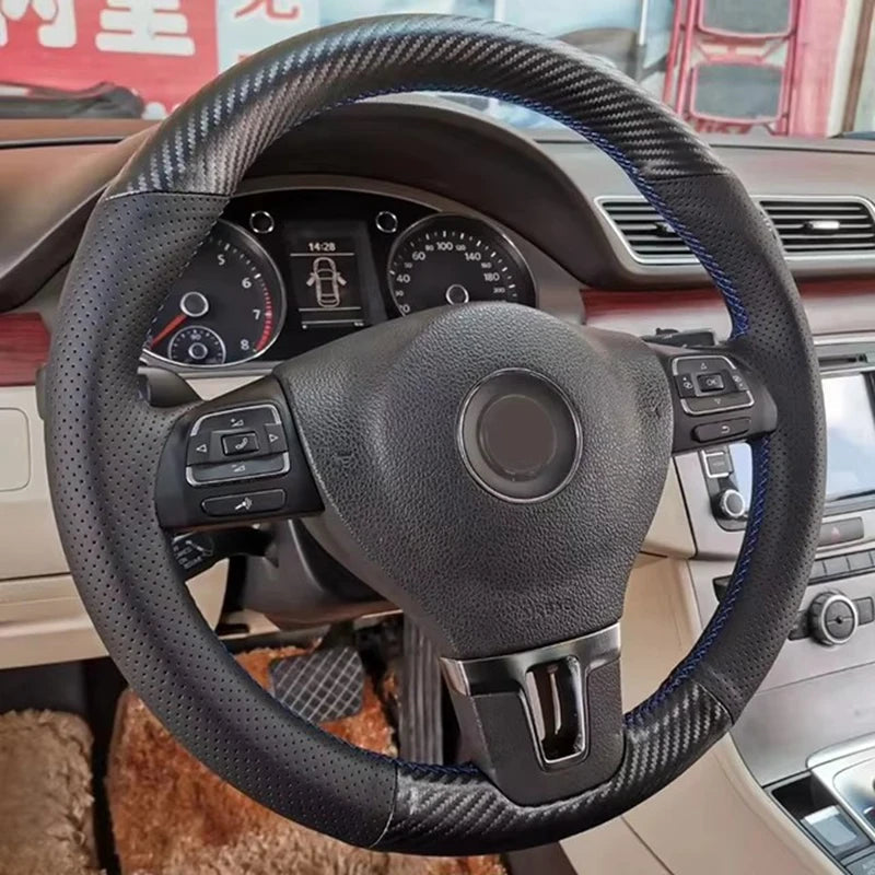 Customized Car Steering Wheel Cover Braid Non-Slip Suede For Volkswagen VW Golf Tiguan Passat B7 Passat CC Touran CM World