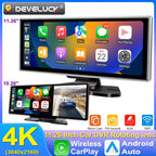 10/11.26 inch Dash Cam 4K Car DVR Wireless Carplay & Android Auto GPS Navigation Video Recorder Dashboard Dual Lens Wifi FM AUX Car Mobile World
