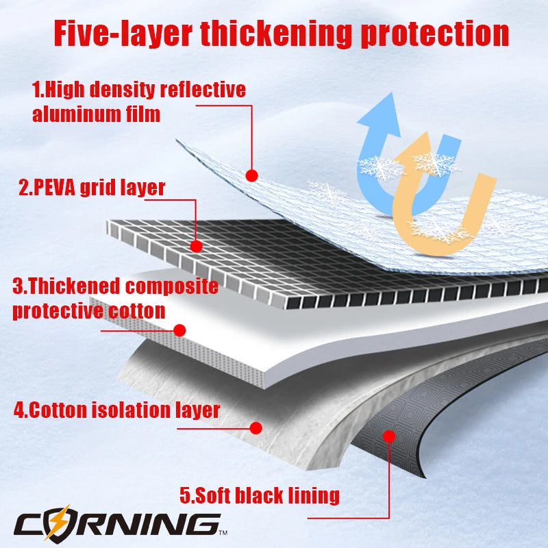 3/5-Layer Thicken Car Snow Cover Car Windshield Hood Protection Cover Snowproof Anti-Frost Sunshade Protector Winter Auto Parts Car Mobile World