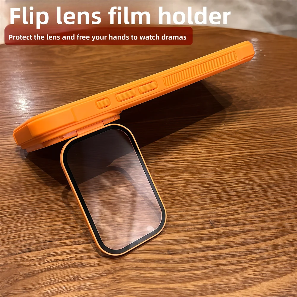 Full Lens Flip Stand For Magsafe Armor Magnetic Phone Case For iPhone 17 16 15 14 13 12 Pro Max Air Wireless Charge Matte Cover Car Mobile World