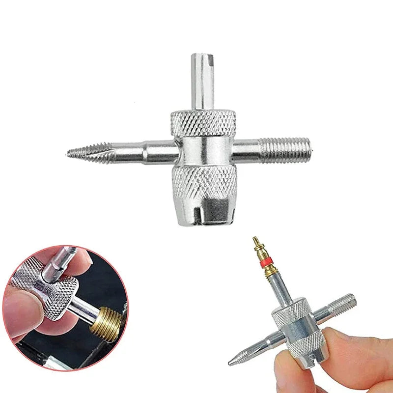 1Pc Silver Auto Tyre Valve Core Puller Repair Tools 4-in-1 Car Truck Tire Screwdriver Valve Stem Core Remover Installer Tool CM World