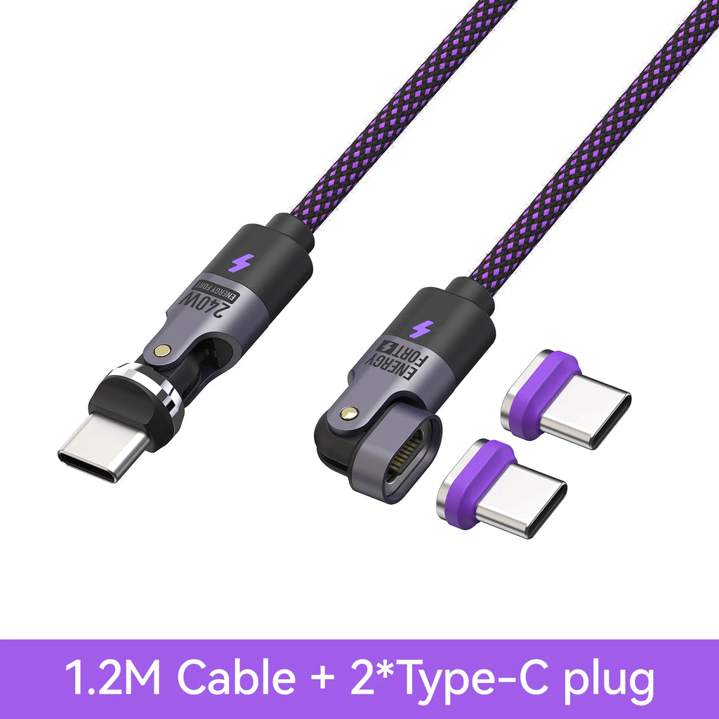 240W PD3.1 Fast Charging Cable 540° Rotation Type C 5A Cable nylon material  for iPhone MacBook Samsung UGREEN/Anker powerbank