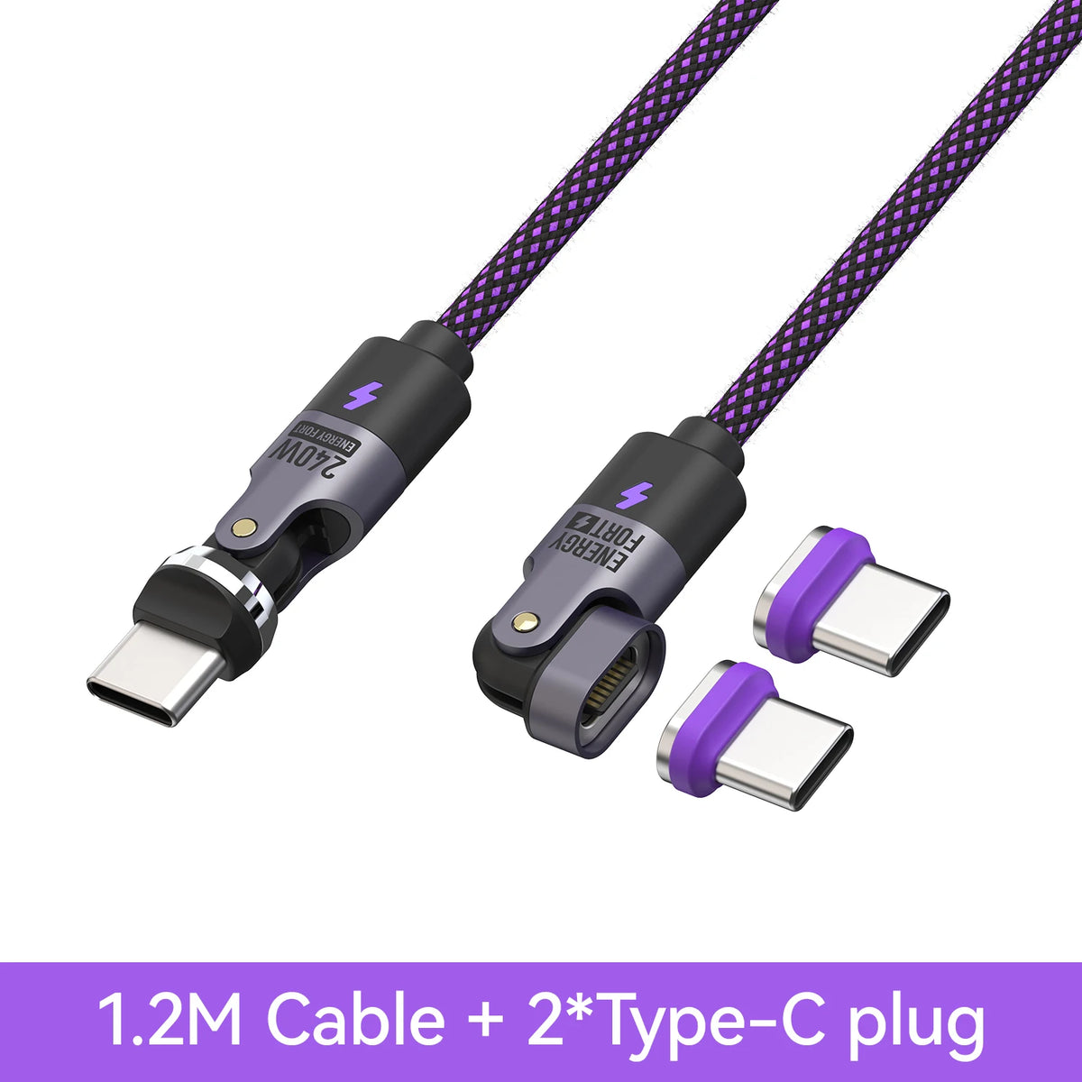 240W PD3.1 Fast Charging Cable 540° Rotation Type C 5A Cable nylon material  for iPhone MacBook Samsung UGREEN/Anker powerbank