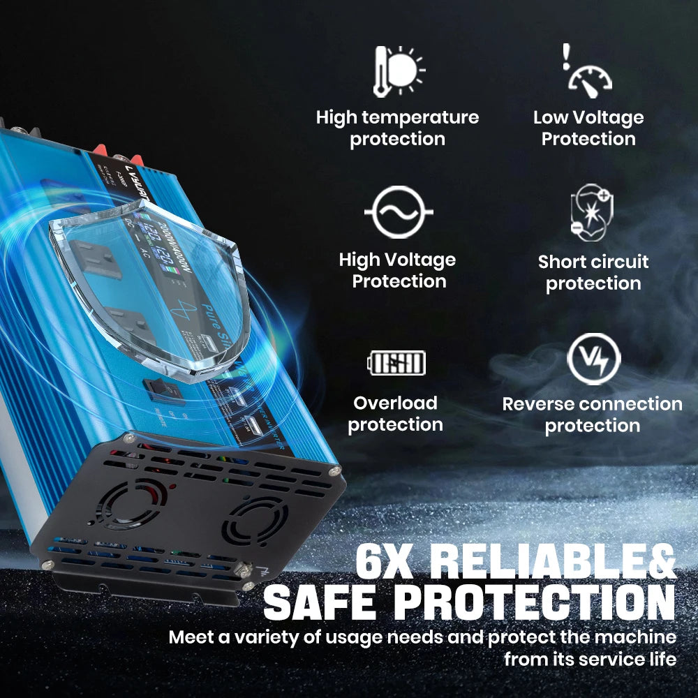 4000W Pure Sine Wave Inverter DC 12v/24v To AC 110v 60HZ Voltage Converter Car Solar Power Inverter CM World
