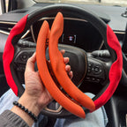2PCS Car Steering Wheel Covers Booster Micro Fiber Leather Auto Interior Decorative Accessories Glossy Carbon Fiber Looking CM World