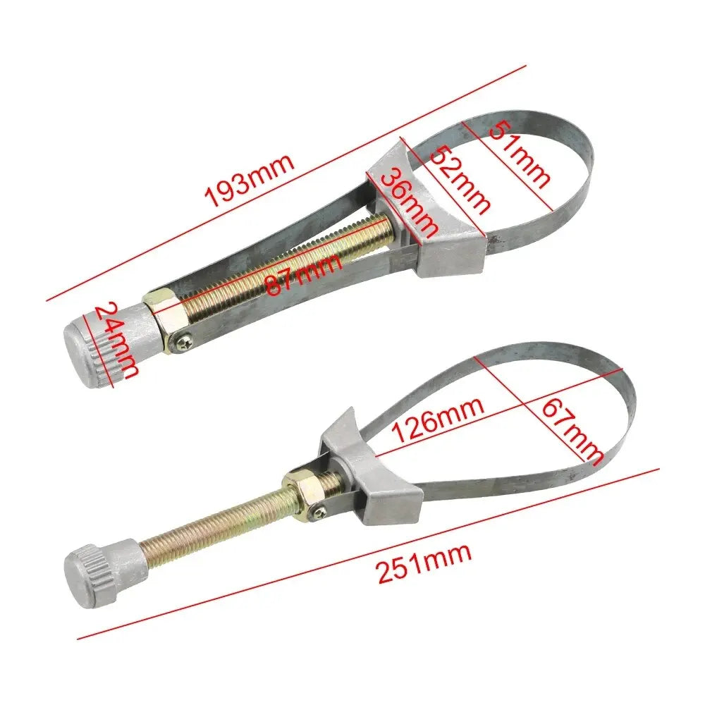 Oil Filter Wrench Heavy Duty Adjustable Steel Strap 60mm-120mm Diameter Universal Car Auto Motorcycle Oil Filter Removal Tool Car Mobile World
