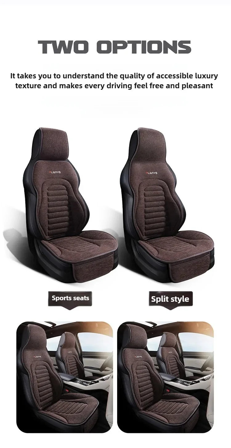 Flax Universal Car Seat Covers Four Season Breathable Car Seat Protector Pad Auto Accessories Interior Car Seat Covers Full Set CM World