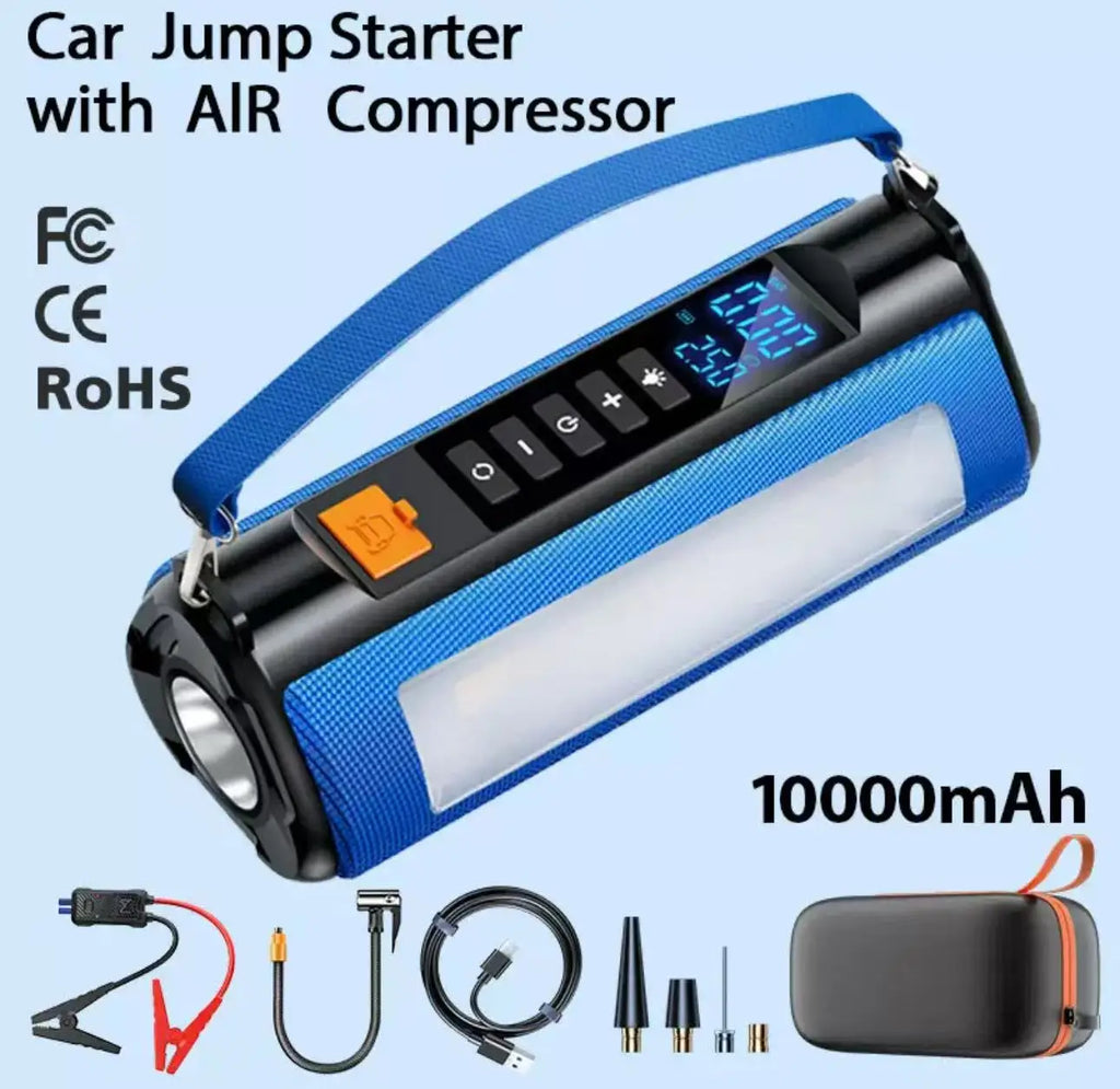 TS03 Portable 10000MAH Emergency Tools 150 Psi Tire  Peak 1200A Car Jump Starter Power Bank With Air Compressor