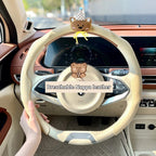 Universal Nappa Leather Car Steering Wheel Cover Breathable Anti-Slip Auto Steering Wheel Cover Protective Interior Accessories