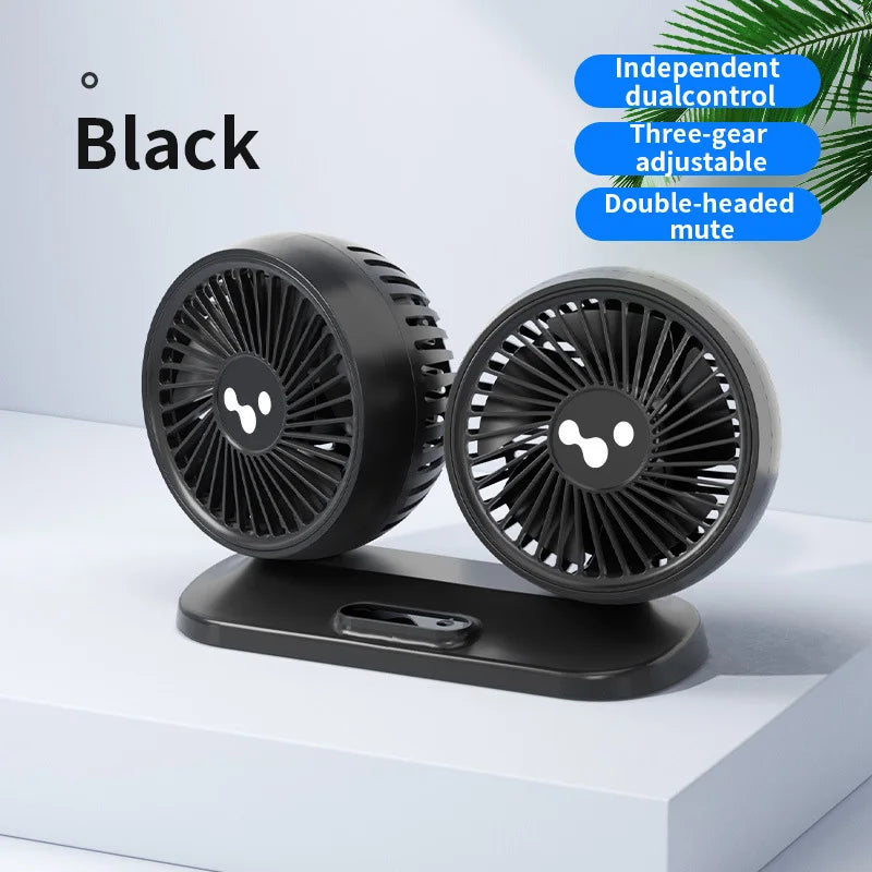 LEIBOO Car USB Fan Dual Head Cooling Air Fan Independent Switch 3-Speed 360 Degree Adjustable Auto Fan Car Electrical Appliances CM World