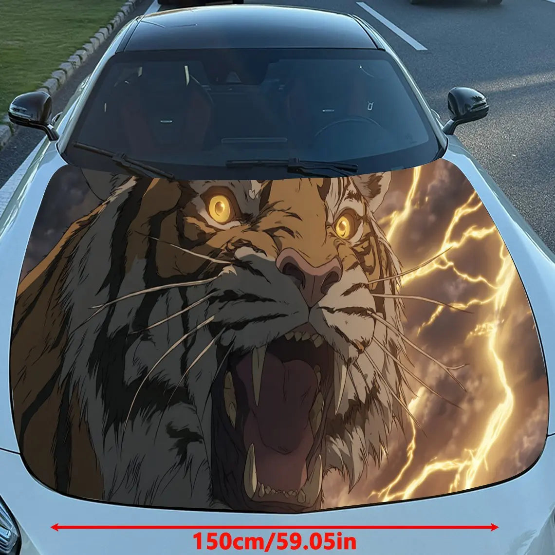 Intense Thunder Tiger Car Hood Stickers - Self-Adhesive, Waterproof and Durable Vinyl Wrap, Decorate And Protect Your Car, Fit F