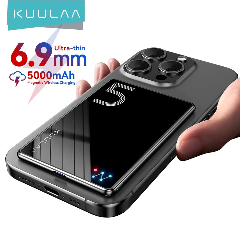 KUULAA Magnetic Power Bank 5000mAh Magnetic Wireless Phone Charger External Battery 20W Fast Charging For iPhone 17 16 PowerBank Car Mobile World