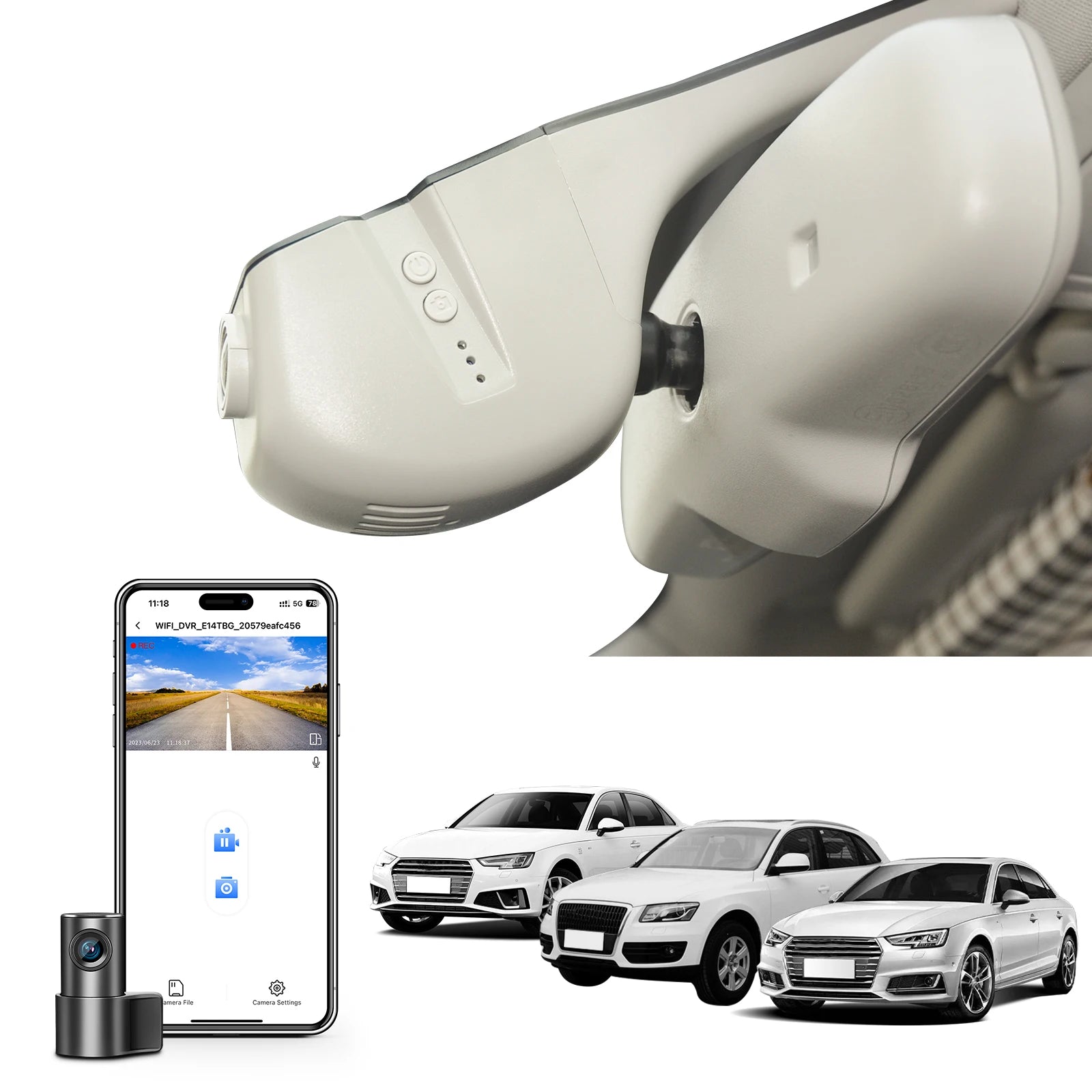 Dash Cam 4K For Audi A3 A4 A5 A6 A7 A8 Q3 Q5 Q7 B4 B5 B6 B7 B8 B9 8V C5 C6 C7 8P 8V (Model B/C) GPS WiFi & APP Dash Car Camera Car Mobile World
