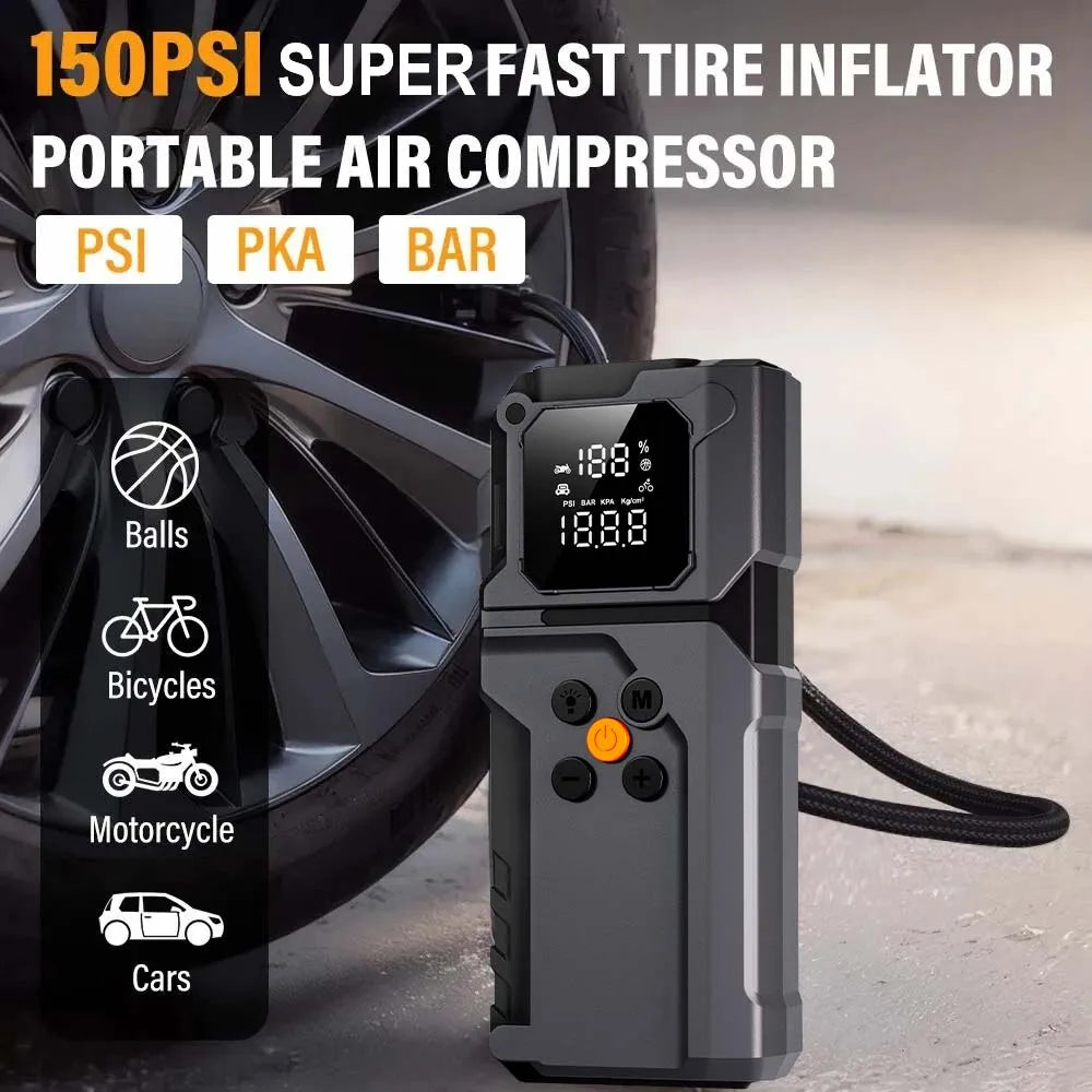 GKFLY 4 In 1 5000A Portable Jump Starter Power Bank 150PSI Air Pump Booster Car Battery 12V 59.2Wh Car Battery Starter Powerbank