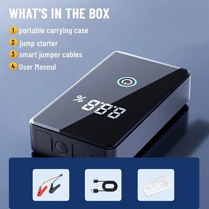 STSCELZ 4000A Peak 12V Car Jump Starter, Portable Battery Booster with LED Light and LCD Power Display, Emergency Power Bank for 5.0L Petrol and 3.0L Diesel Engines