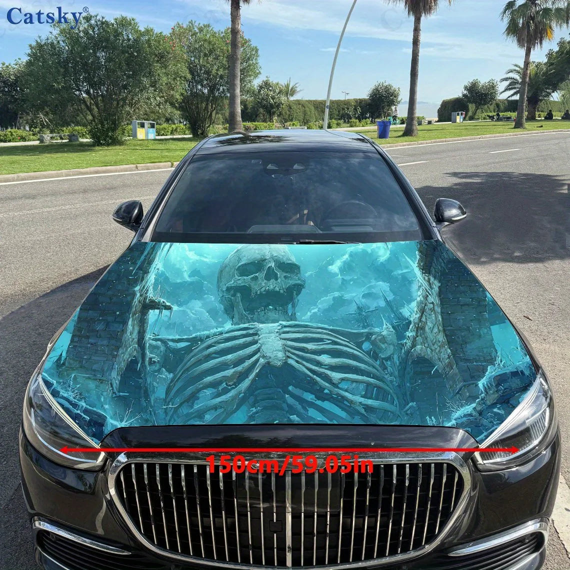 Skeleton Pattern Of Remains Car Hood Vinyl Sticker Wrap Film Engine Cover Decals Sticker Universal Car Hood Protective Film,Car