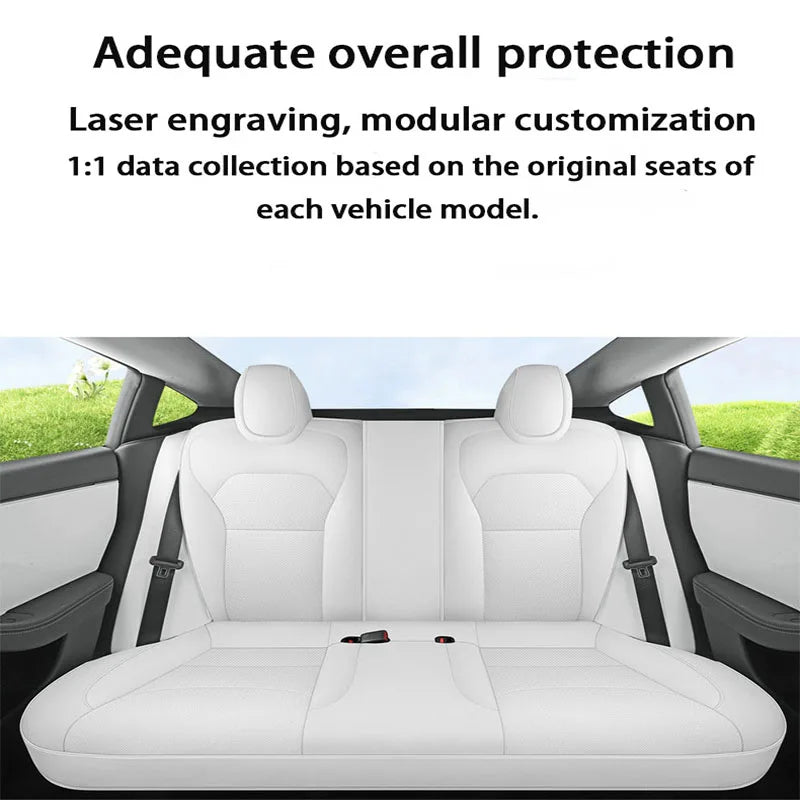 TCYZ For Tesla New Model Y Juniper 2025 Full Set Seat Covers Leather Breathable Car Seat Cover Cushion Protector Replacement CM World