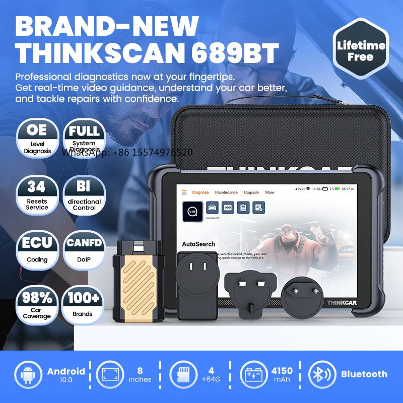 THINKCAR THINKSCAN 689BT Diagnostic Tool with Lifetime Free Update Full System ECU Coding 34 Reset CANFD DoIP Obd2 Car Scanner Car Mobile World