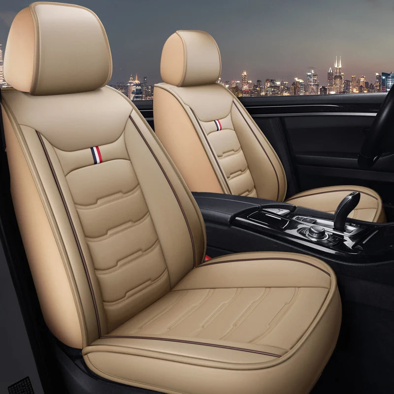 Car seat cover, full package pu leather, four seasons universal, wear-resistant，2-Piece Front Set CM World