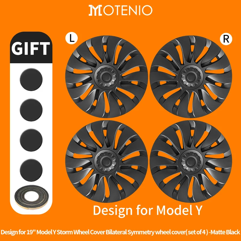 4PCS Wheel Cover For Tesla Model Y 2020-2024 19 Inch Right＆Left Hubcaps Cyclone Style Wheel Cover Replacement Accessories CM World