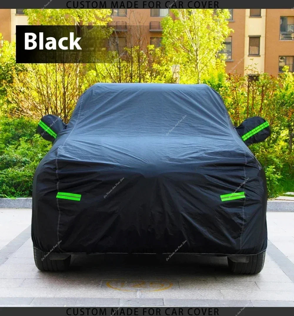 For Kia Picanto Custom Fit Full Car Cover Silver-Coated Oxford Fabric Side Zipper Access Heat Reflective UV Protection Summer