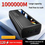 VIVO 1000000mAh Large Capacity Power Bank Digital Display 120W Fast Charging Outdoor Power Supply For Xiaomi Huawei iPhone 2026 Car Mobile World