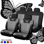 Car Seat Cover Full Set, Universal Butterfly Pattern Embroidery Auto Seat Cover Set CM World