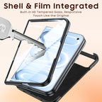 For iPhone Duo Luxury Saffiano Leather Pattern Screen Film Glass Phone Case for iPhone Duo Hinge Protection Cove