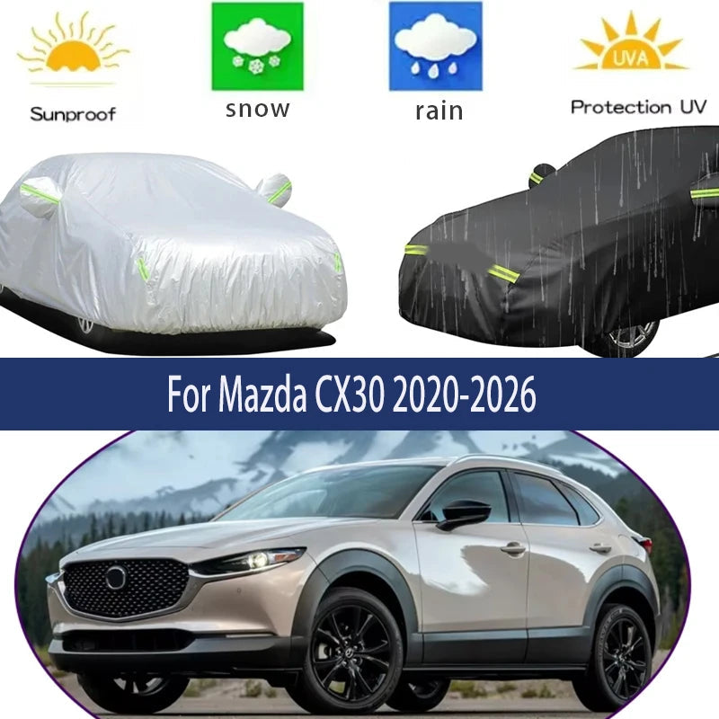 For Mazda CX30 2020-2026 Full Car Covers Outdoor Sun Anti UV Rain Snow Dust Protection Oxford Cloth Accessories CM World