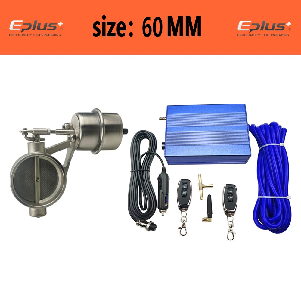 EPLUS Universal Car Exhaust Pipe System Control Valve dampers Vacuum Controller Device Remote Controller Switch 51 63 76MM Blue