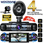 3/4CH 1080P HD  Dash Cam Car DVR Black Box Wide-Angle Lens Front Rear Inside Left Right Parking Mode Loop Recording Car Camera