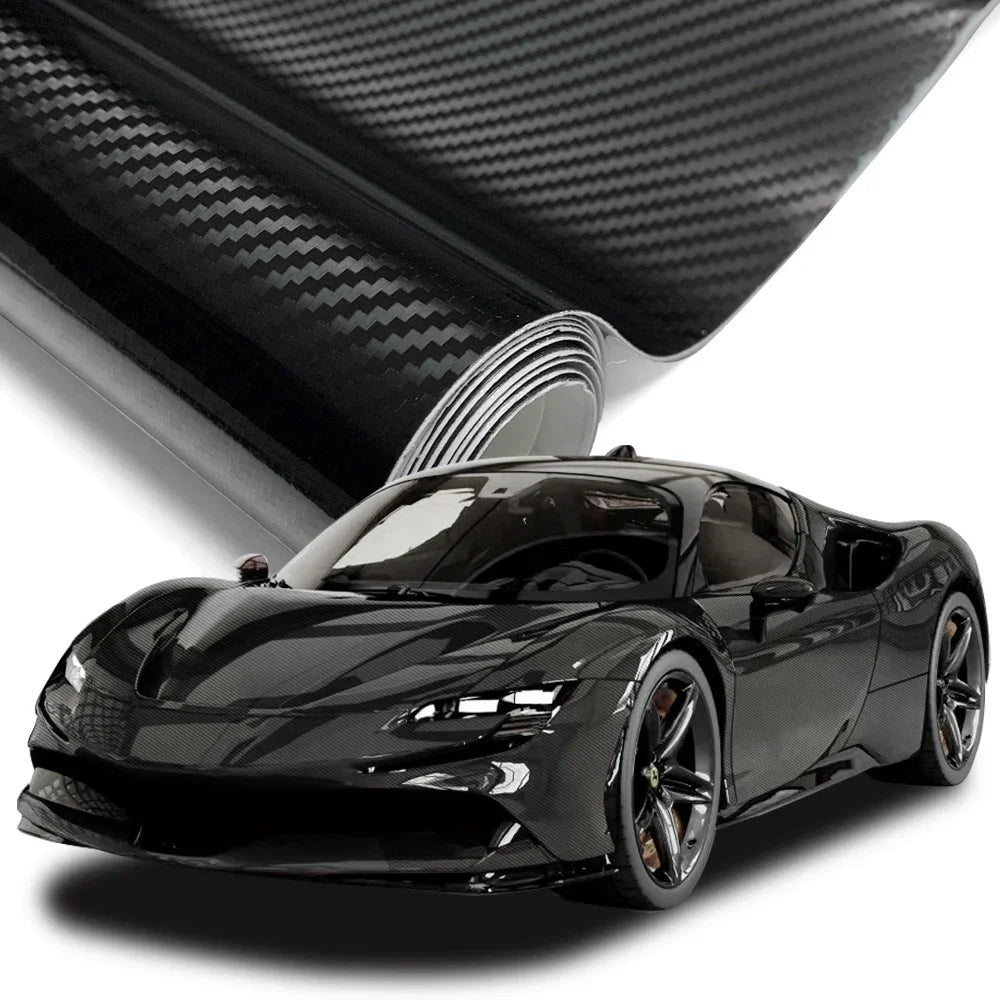 145cmx200cm Carbon Fiber Vinyl Film Car Styling Wrapping Sheet Roll Film Automobiles DIY for Car Hood Roof Stickers Accessories Car Mobile World