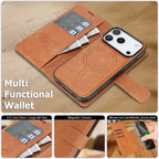 2 In 1 Leather Flip Case for Iphone 18 17 Promax 16 Pro Max 15 Plus 14 13 12 17E 16E Magnetic Cash Card Holder Wallet Phone Case