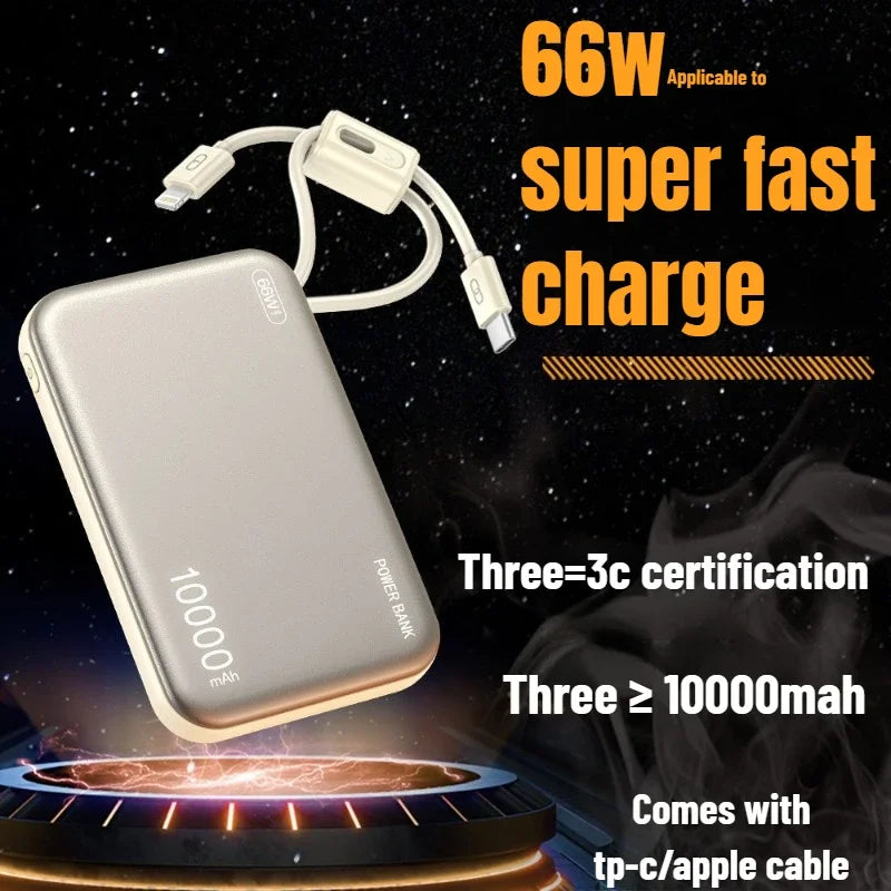2025 NEW 66W 20000mAh Fast Charge Power Bank CCC Chinese Certification with Cable for Xiaomi Huawei Samsung IPhone Car Mobile World