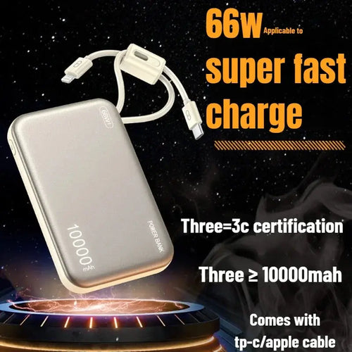 2025 NEW 66W 20000mAh Fast Charge Power Bank CCC Chinese Certification with Cable for Xiaomi Huawei Samsung IPhone Car Mobile World