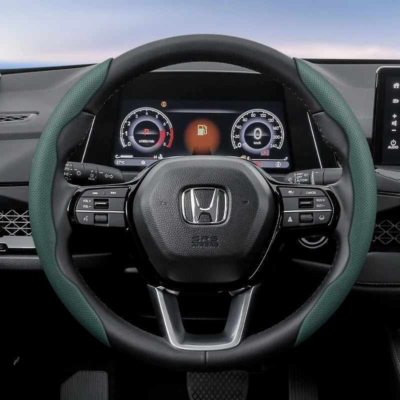 Suitable for Honda's Breathable Holes Leather Steering Wheel Cover Segmented Quick Release Design Non-Slip and Durable Civic Fit 8Th Gen 8 City Accord 9 10 Vezel Freed Breeze 7 Jade Shuttle Xrv Crosstour Insight Stream CM World