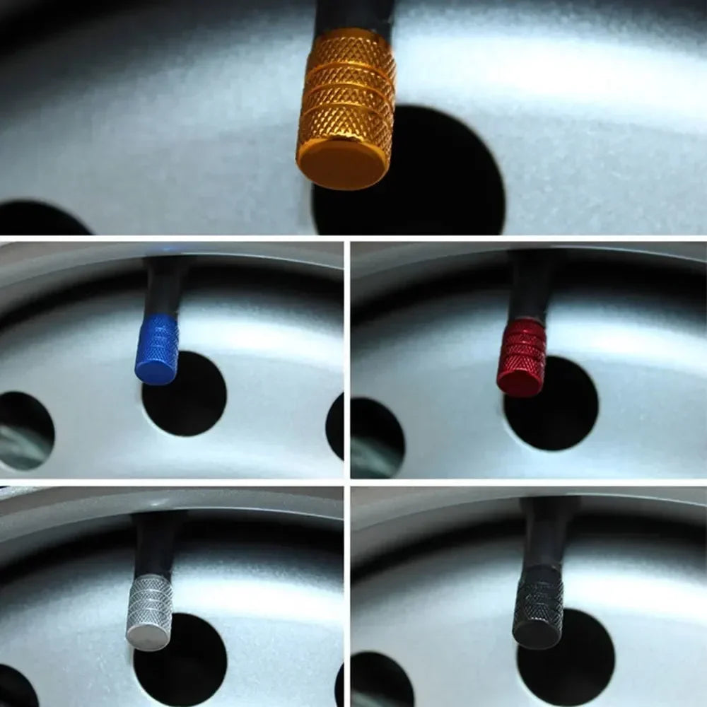 4Pcs Car Tire Valve Stems Cap Knurling Style Tire Valve Cap Aluminum Tire Wheel Stem Air Valve Cap car Universal accessories CM World