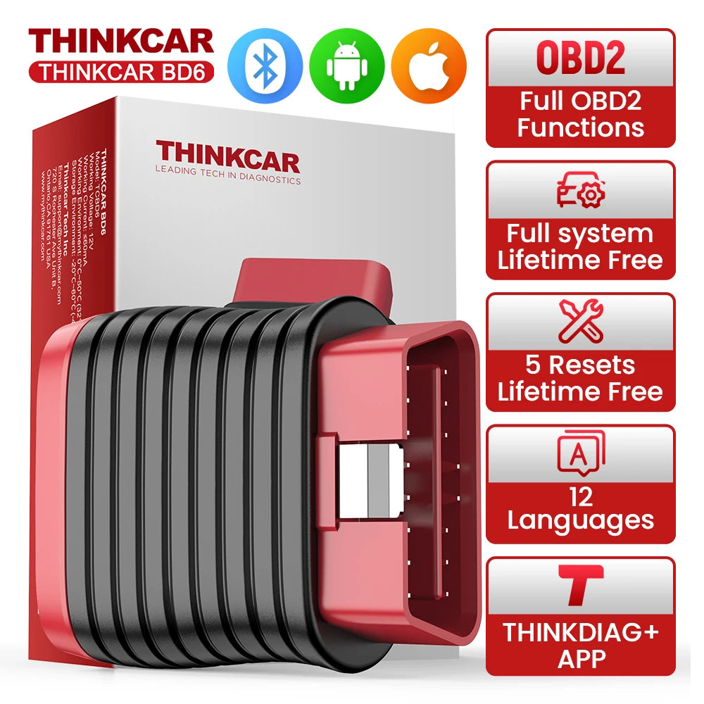 Lifetime Free Update THINKCAR BD6 obd2 Scanner Bluetooth,  All System Diagnostic Tool 5  Reset for 120 Car Brands iOS & Android Car Mobile World