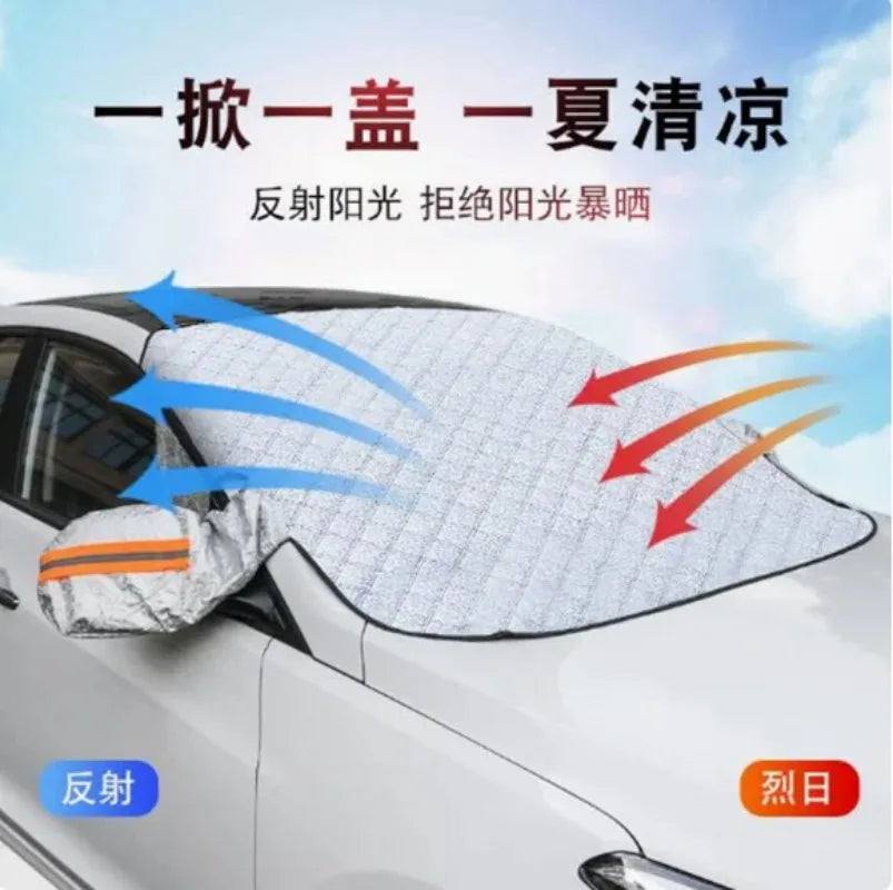 Winter Car Windshield Snow Guard, Outdoor Snow Protection Car Cover for Winter and Summer Sunshade, Easy to Install Car Mobile World
