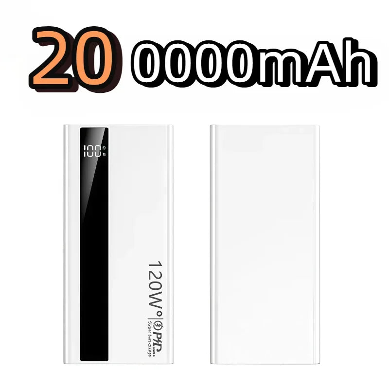 For  Xiaomi 120W 200000mAh High Capacity Power Bank Super Fast Charging Portable External Battery Power Bank For Iphone Samsung Car Mobile World