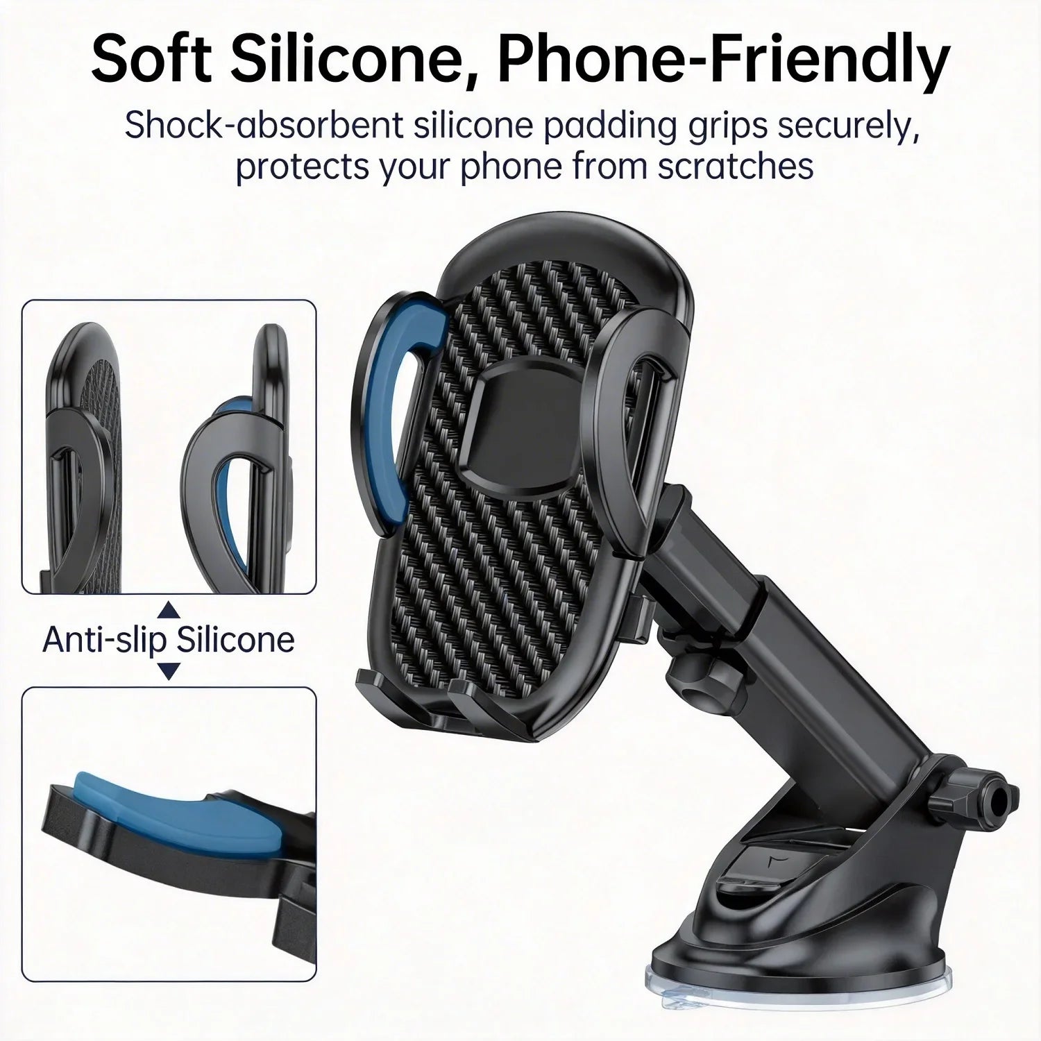 Car Phone Holder Mount for Dashboard/Windshield/Air Vent 360°Rotation Adjustable Clip Compatibility Fit for All 4-7" Smartphone CM World