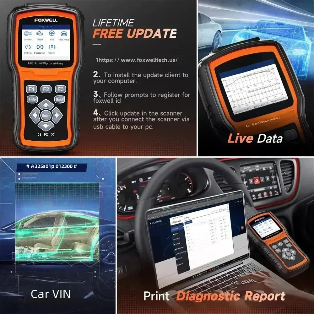 Foxwell NT630 Plus OBD2 Automotive Scanner Engine Check ABS SRS EPB OIL SAS Calibration Code Reader OBD 2 Car Diagnostic Tool Car Mobile World
