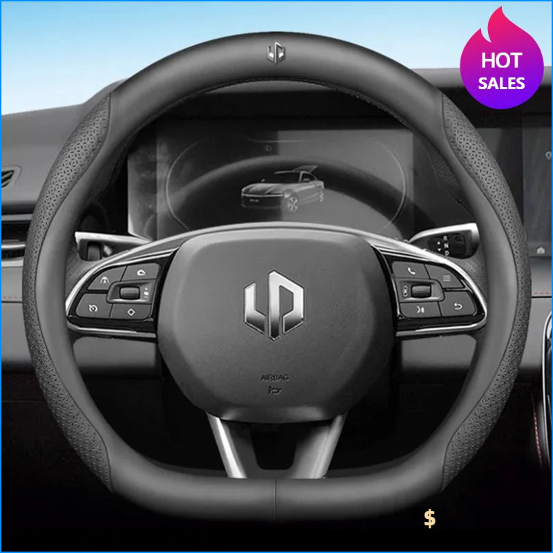 Leather Car Steering Wheel Cover For LEAPMOTOR C11 C10 T03 C16 2022 - 2024 2025 Breathable Non-slip Car-styling Auto Accessories