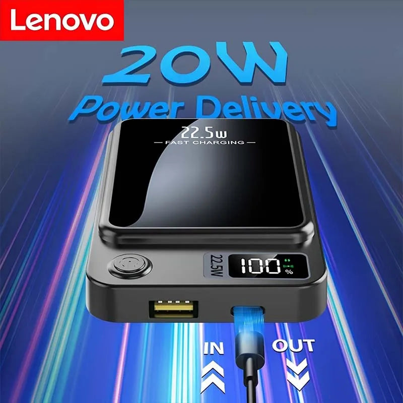 Lenovo 100000mAh  Magnetic Powerbank Magnetic Power Bank Wireless Fast Charger For iPhone Backup battery For Magsafe Xiaomi Car Mobile World