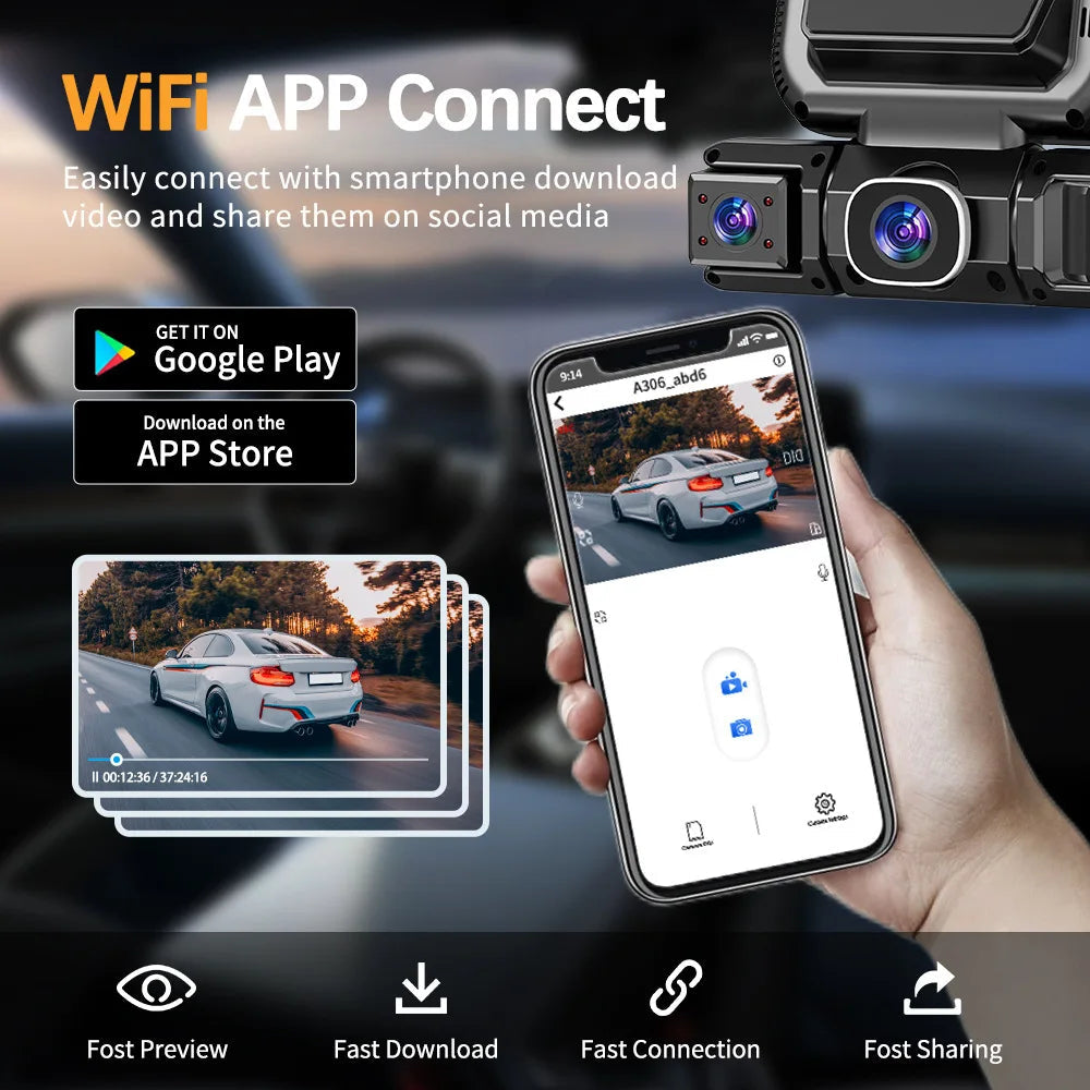 4Camera 360 Degrees Car DVR 1080P Video Recorder WiFi APP DashCam 4Channel Front Left Right Rear View Camera 24H Parking Monitor Car Mobile World